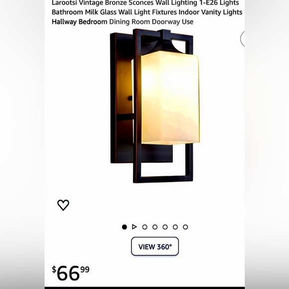 INDOOR WALL SCONCE BRONZE FINISH WITH MILKGLASS - Picture 13 of 15